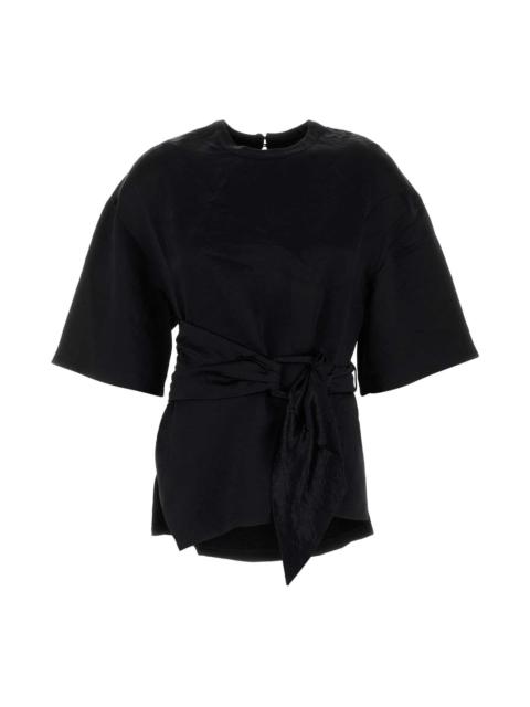 Nanushka Black Satin Besia T-shirt