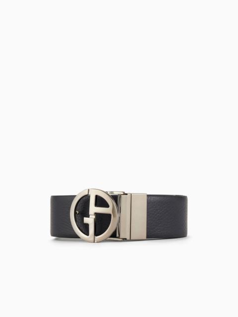 GIORGIO ARMANI Reversible belt in smooth and pebbled leather