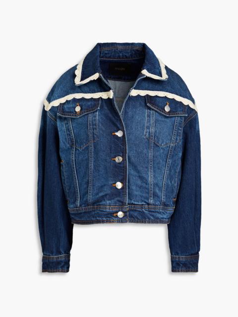maje Crochet-trimmed denim jacket