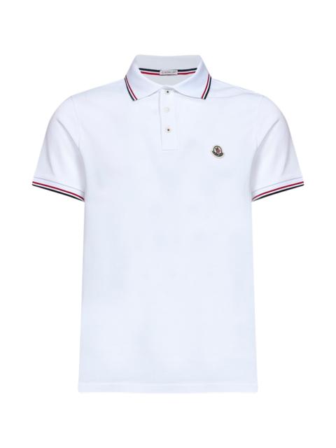 Moncler Moncler Men White Cotton Piqué Polo Shirt With Tricolor Trims