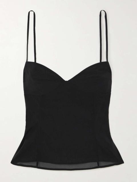 Stretch-silk voile camisole Black