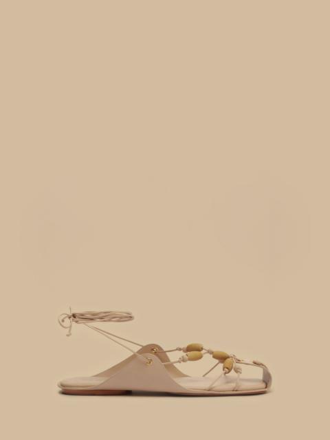 FARM RIO Blush Lace Up Beads Sandal