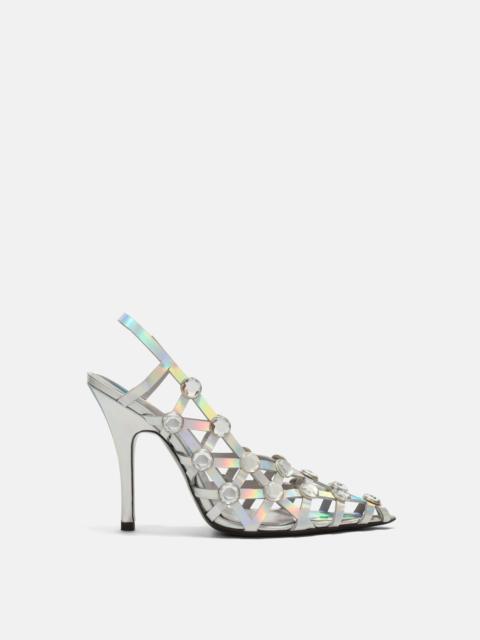 THE ATTICO ''GRID'' HOLOGRAPHIC SILVER SLINGBACK