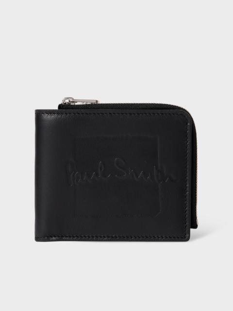 Paul Smith Black Embossed Logo Zip Wallet