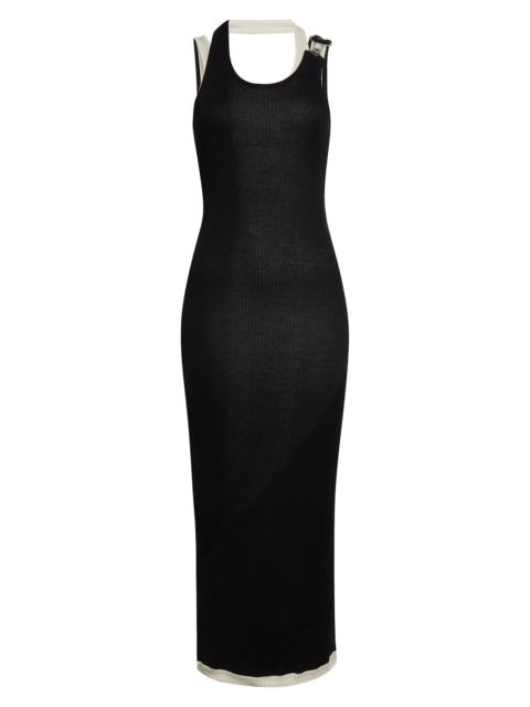 Jean Paul Gaultier Twisted Double Layer Rib Tank Dress in Black/Ecru at Nordstrom