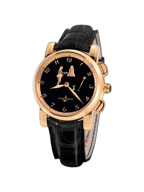 Ulysse Nardin Ulysse Nardin Hour Striker Black Dial 18kt Rose Gold Black Leather Men's Watch 6106-103-E2