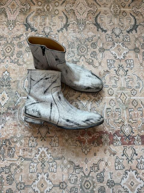 Maison Margiela Maison Margiela White Painted Distressed Boots