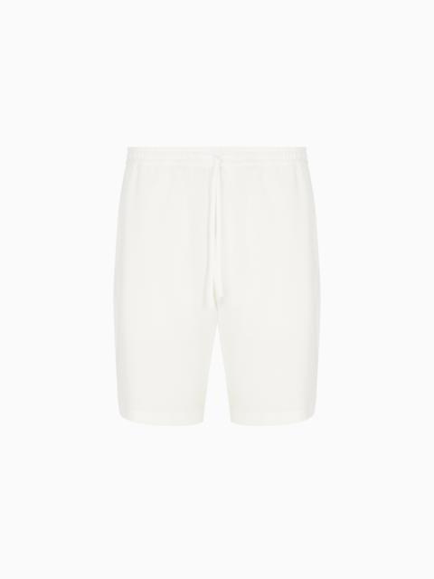 EMPORIO ARMANI ICON 3D PIQUÉ-EFFECT CRÊPE JERSEY BERMUDA SHORTS