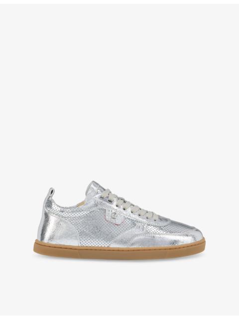 Christian Louboutin Tutti Rui Metallic-Leather Low-Top Trainers