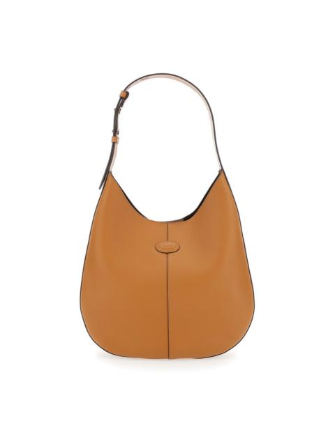 Tod's Tods Brown Hobo Bag With Contrasting Edges In Leather