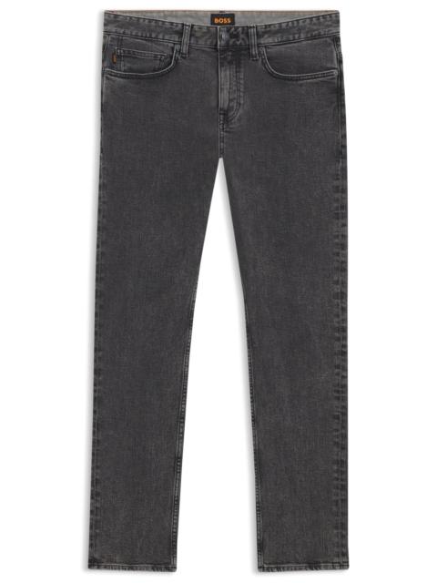 BOSS DELAWARE GREY SLIM-FIT JEANS IN STRETCH DENIM