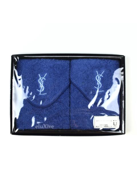 SAINT LAURENT YSL Blue Set of 2 Logo Hand Towels (Small) DS