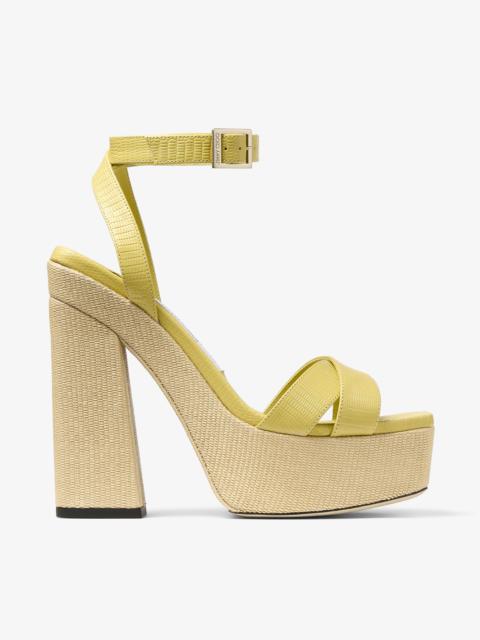 Gaia 140
Yellow Lizard Printed Leather Platform Sandals