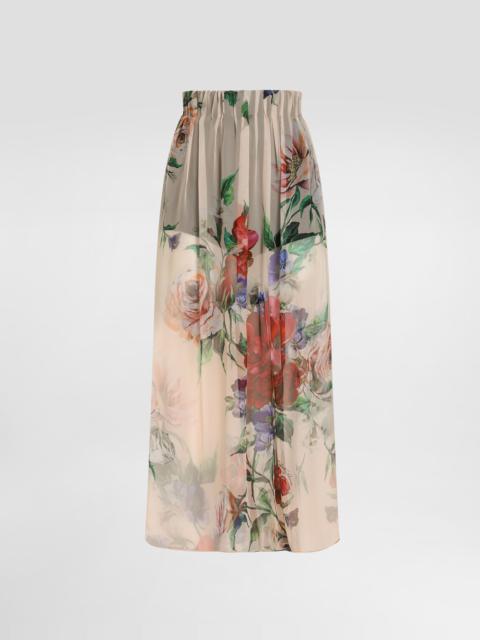 Dolce & Gabbana Floral-print chiffon calf-length skirt