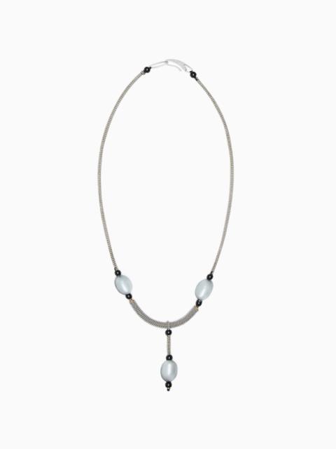 GIORGIO ARMANI NECKLACE WITH BRASS, RESIN AND GLASS PENDANTS