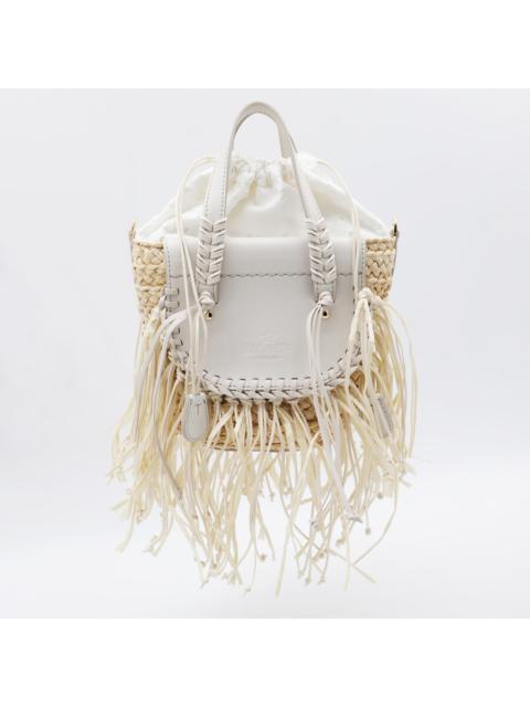 Other Designers Cuba Lab White Leather Habanera Fringes Satchels Bag