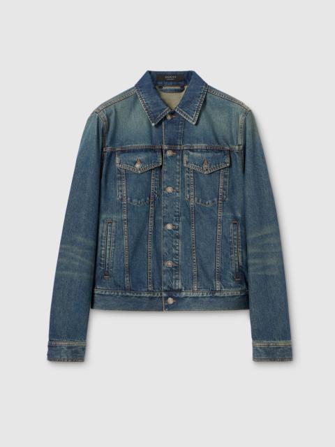 GUCCI Cotton denim jacket with Horsebit