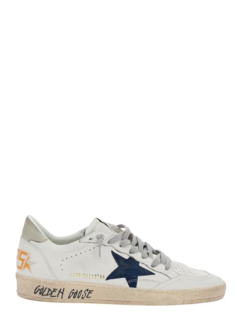 Golden Goose Golden Goose Men 'Ballstar' White Sneaker Low Top With Star Patch On The Side And Maxi Lettering On 