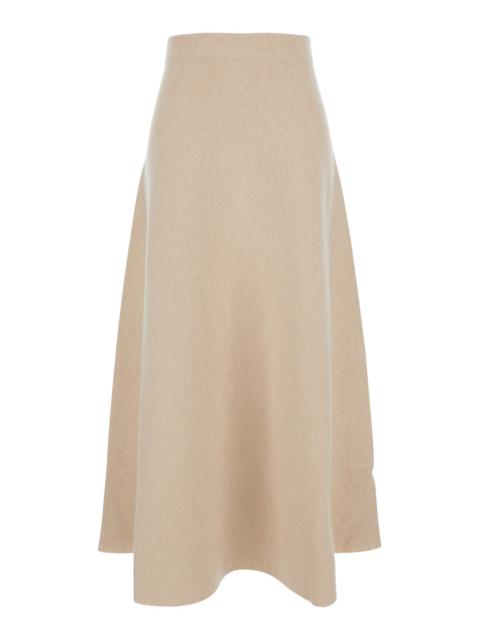 Max Mara Max Mara Women 'Giberna' Beige Flared Skirt With Logo Patch On The Rear In Wool And Cashmere Woman