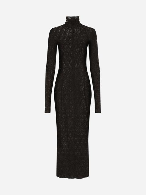 Dolce & Gabbana Tulle calf-length dress with all-over DG logo