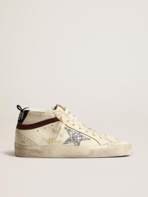 Golden Goose Mid Star LTD in white nappa leather with silver glitter star