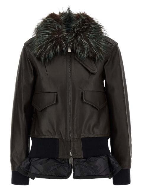 sacai Sacai Women 2 In 1 Leather Jacket