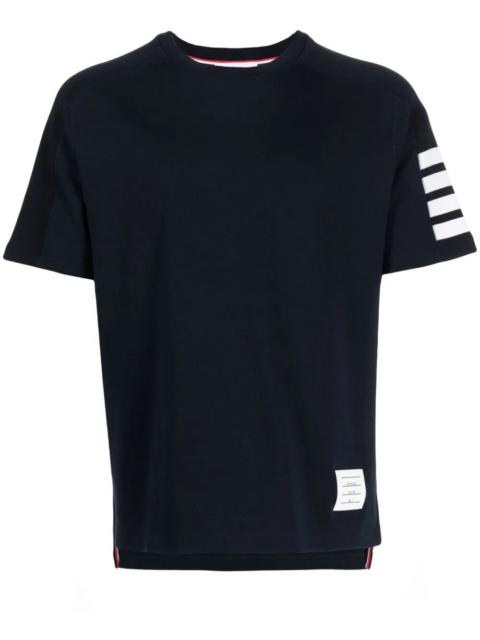 Thom Browne Short Sleeve Tee With 4 Bar Stripe In Milano Cotton