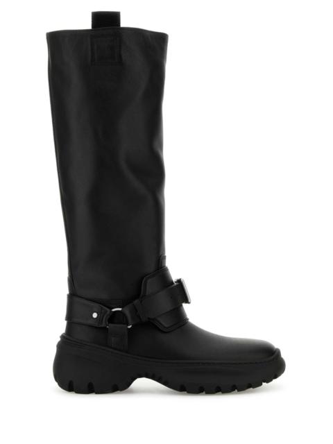 Burberry Women Black Leather Stomp Boots