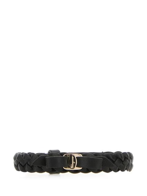 Salvatore Ferragamo Woman Black Leather Vara Bracelet