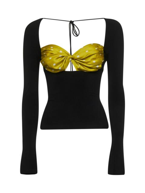 Marine Serre Black draped top with silk insert