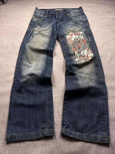 Other Designers Le Grande Bleu (L.G.B.) - Vintage Y2K Evisu LGB Style Kosmo Lupo Printed Cards Jeans