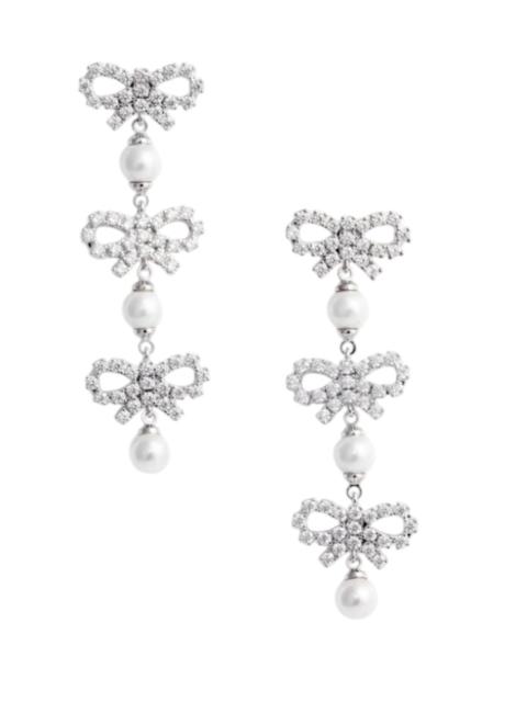 Self-Portrait Women Micro Bow Tiered Pearl Earrings