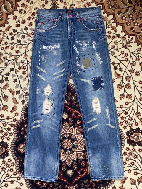 Other Designers Designer - Bloodhype Distressed Blue Jeans Boro Sashiko Blhp