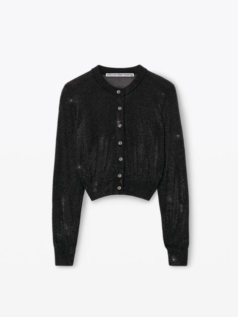 Alexander Wang Beaded Hotfix Cropped Crewneck Cardigan