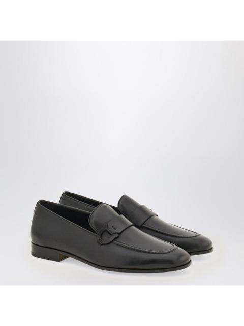 Ferragamo Black Loafer With Gancini Logo Men