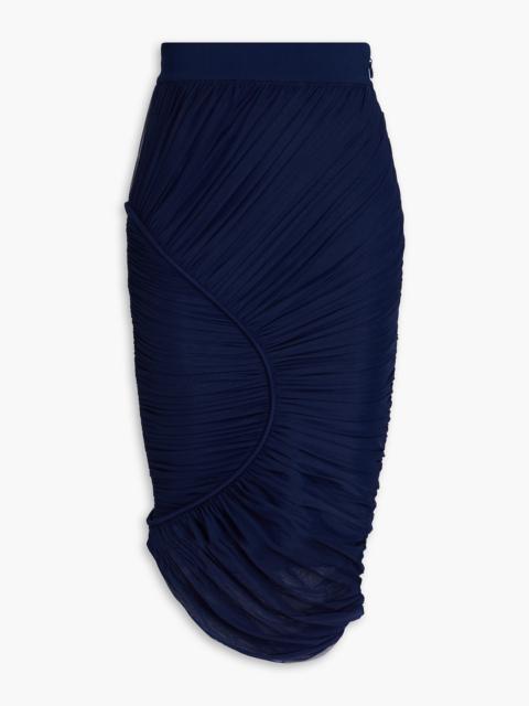 Other Designers Ruched ponte and stretch-tulle skirt