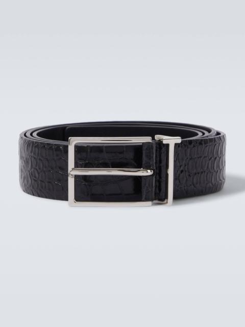 TOM FORD T Loop croc-effect leather belt