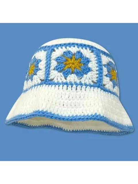 Other Designers Japanese Brand - Cottagecore Crochet Granny Square Bucket Daisy Y2K Knit Hat