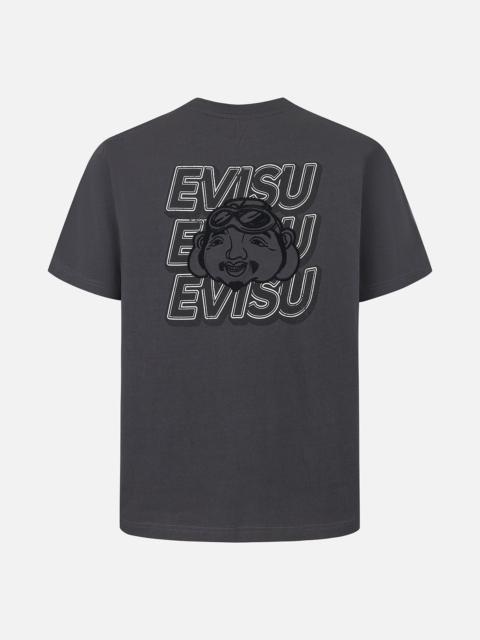 EVISU Slogan Print with Godhead Appliqué Embroidery Regular Fit T-Shirt