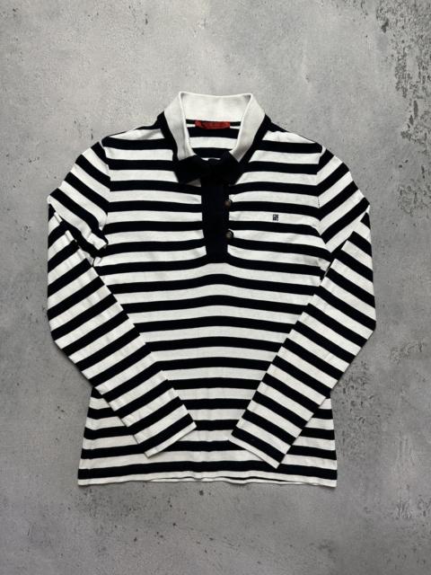 CAROLINA HERRERA Carolina Herrera CH Striped Long Sleeve Vintage Polo Top Lux