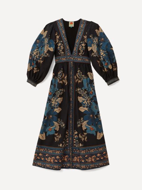 FARM RIO Blossom Tapestry Long Sleeve Wrap Dress