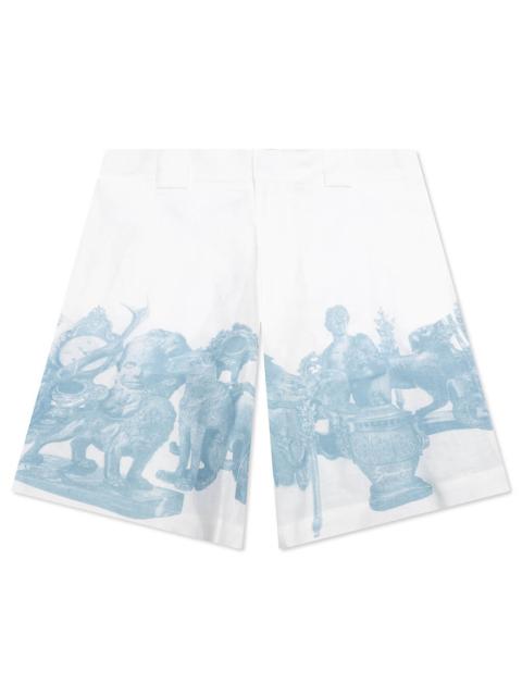 Givenchy LINEN BERMUDA HAWAIIAN SHORTS WITH HUBERT OBJECTS PRINT - BLUE/WHITE