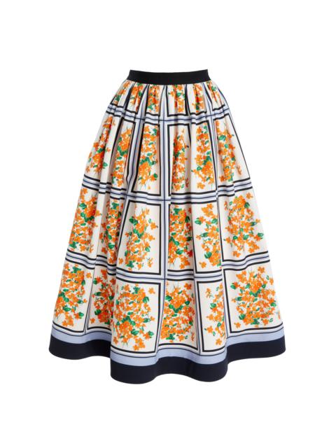CAROLINA HERRERA Cotton Faille Midi Skirt multi