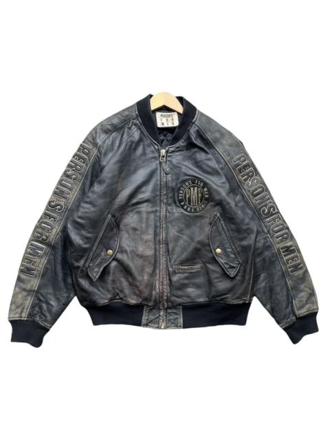 Other Designers Vintage Persons For Men Sunfaded Black Racing Leather Jacket