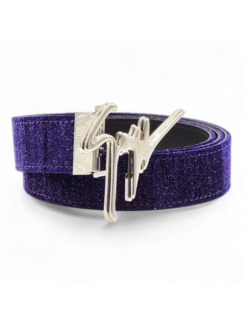 Logo Glitter and Leather Belt One Size - NWB $495