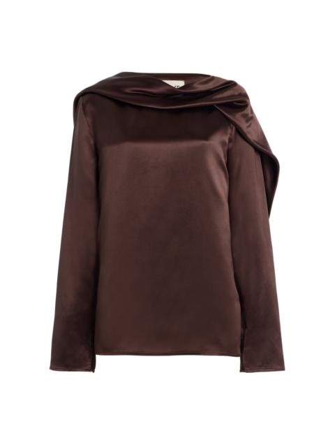 TOVE Caris Draped Satin Top brown