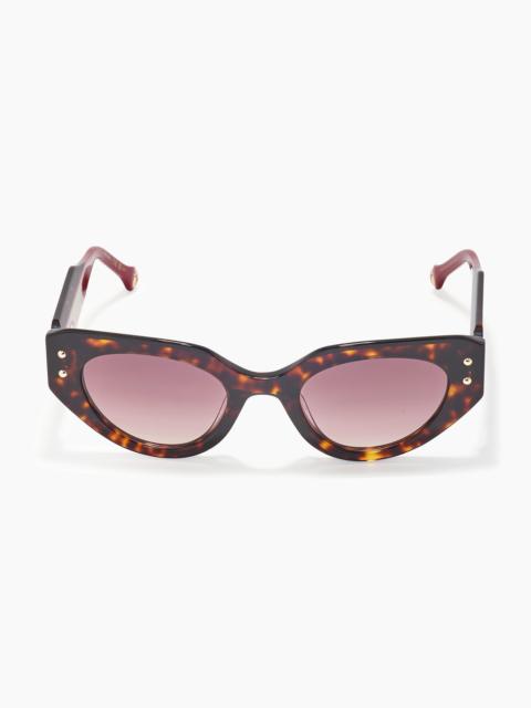 CAROLINA HERRERA Oval Frame Sunglasses With Contrast Temples