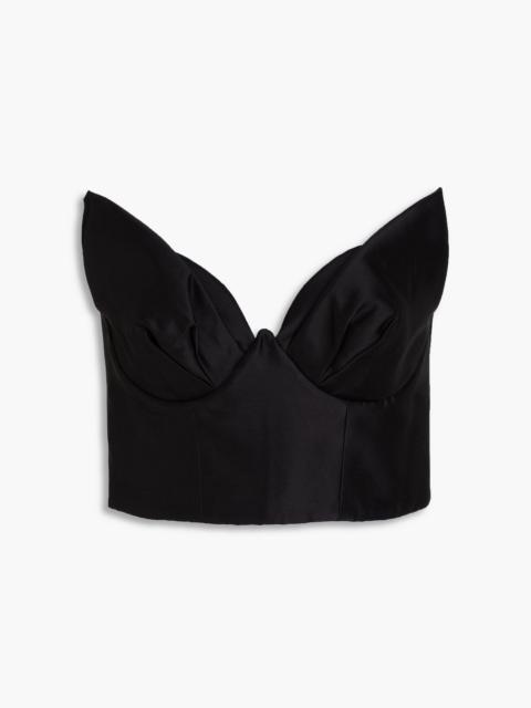 Zimmermann Cropped strapless silk and wool-blend satin top