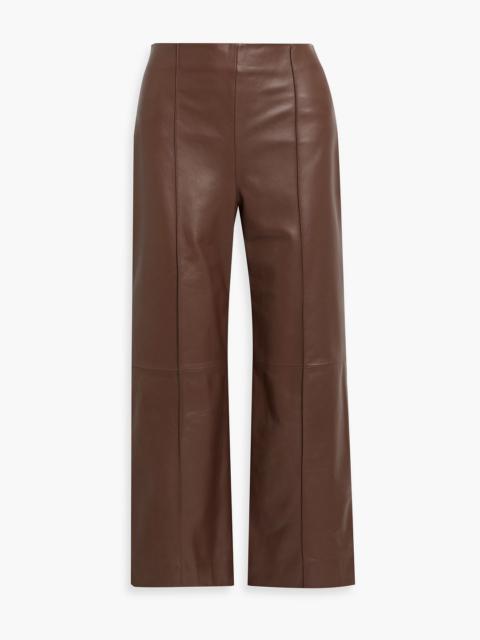 Oscar de la Renta Cropped leather wide-leg pants