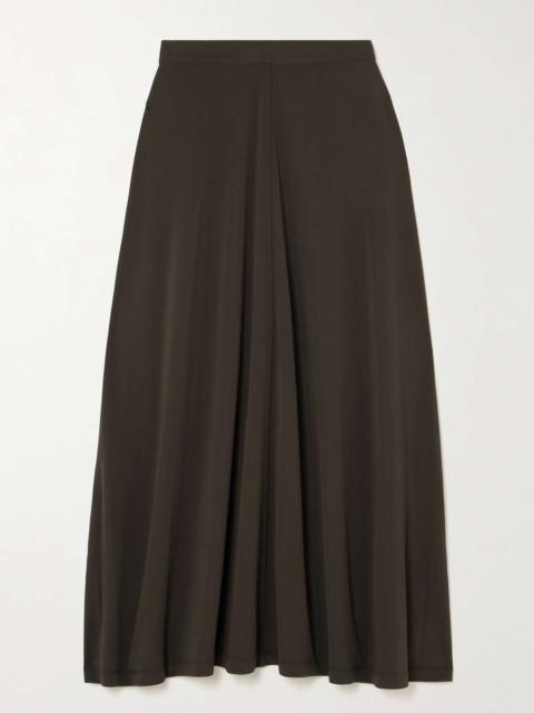 Stretch-jersey midi skirt Brown